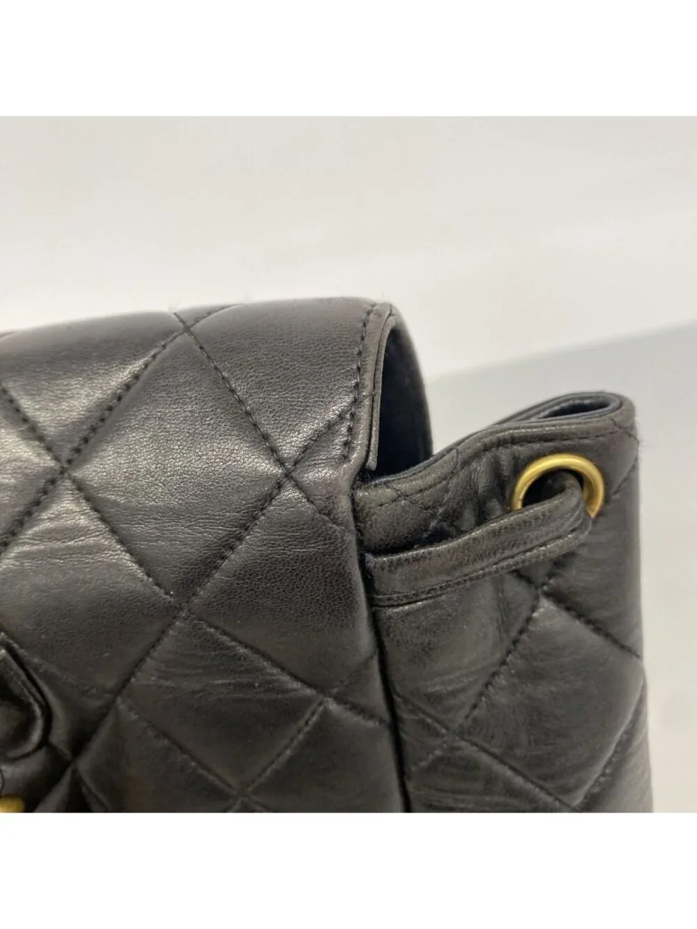 Chanel Backpack Quilted Lambskin Black Gold